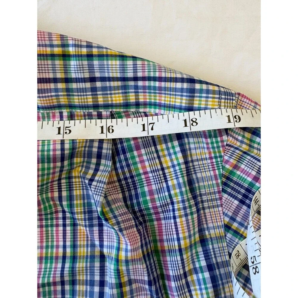 Polo Ralph Lauren Multicolor Plaid Button Down Shirt Mens 17 34/35 Long Sleeve
